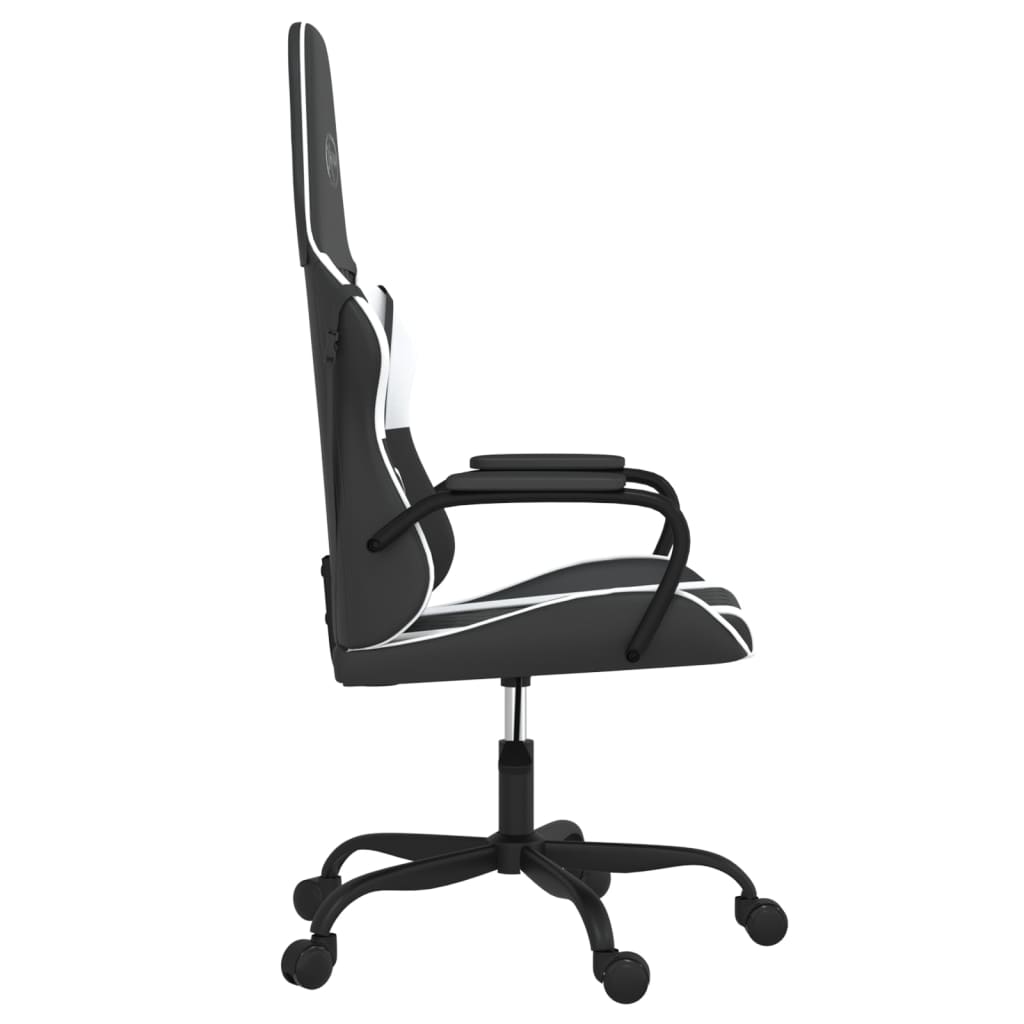 Silla gaming de masaje cuero sintético negro y blanco - Vetonek