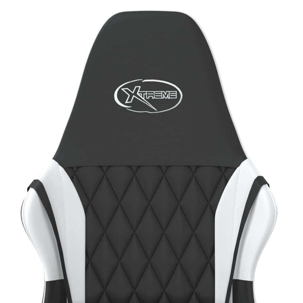 Silla gaming de masaje cuero sintético negro y blanco - Vetonek