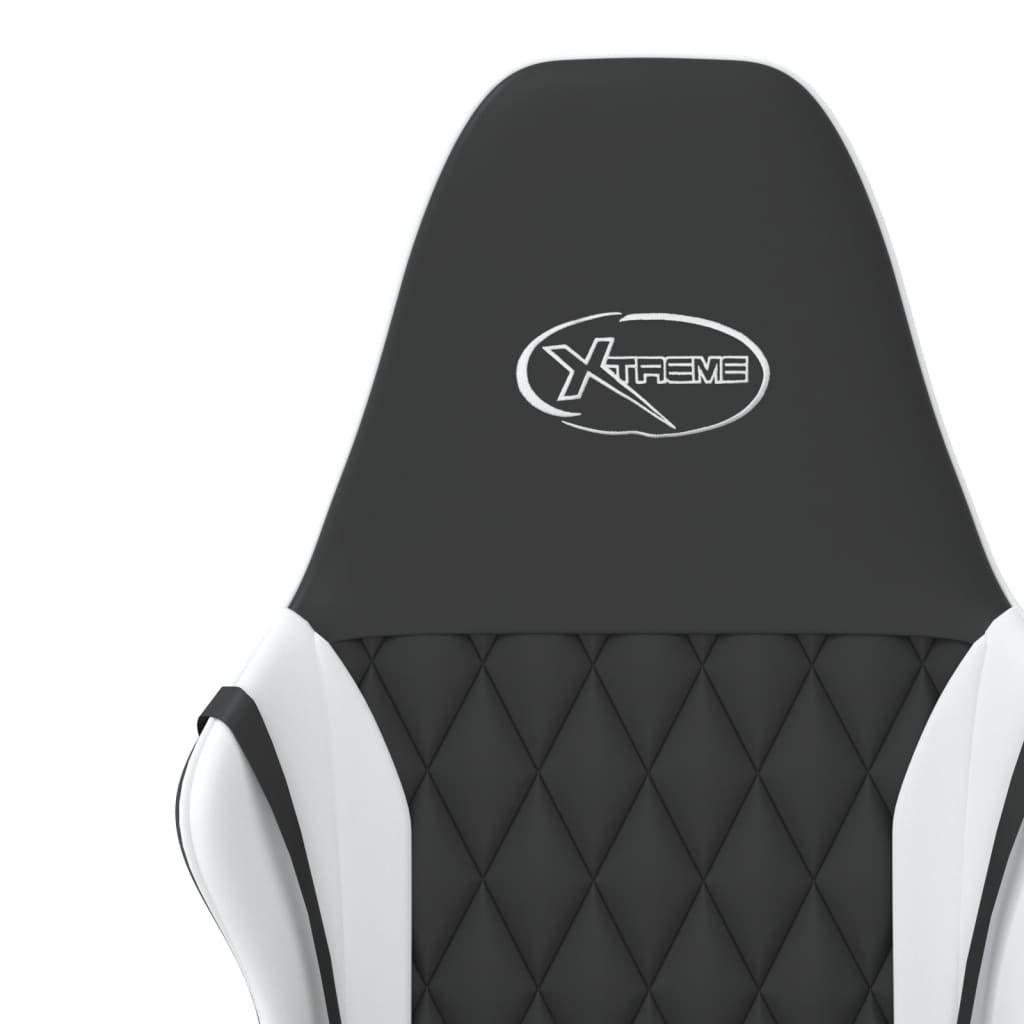 Silla gaming de masaje cuero sintético negro y blanco - Vetonek