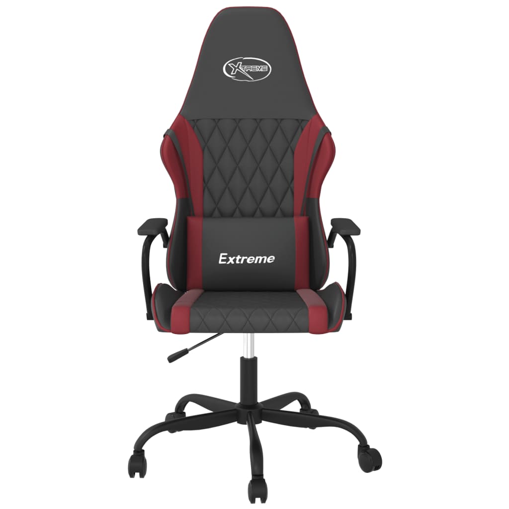 Silla gaming de masaje cuero sintético negro y rojo vino tinto - Vetonek