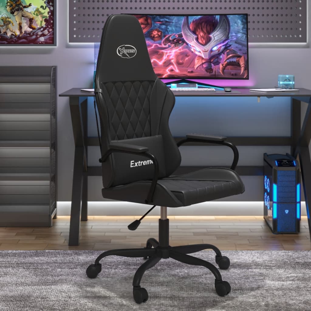 Vetonek Silla gaming con masaje cuero sintético negro