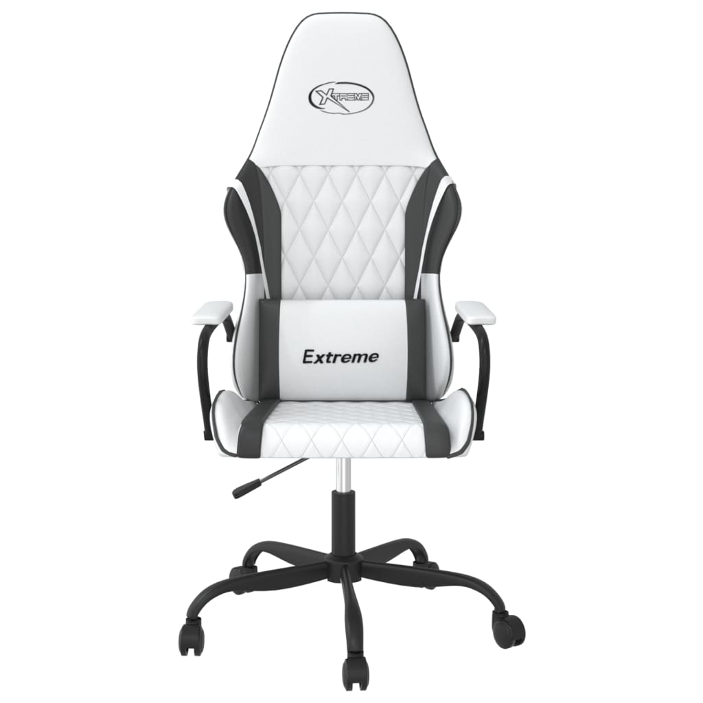 Silla gaming de masaje cuero sintético blanco y negro - Vetonek