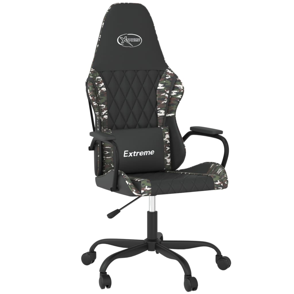 Silla gaming de masaje cuero sintético negro y camuflaje vidaXL