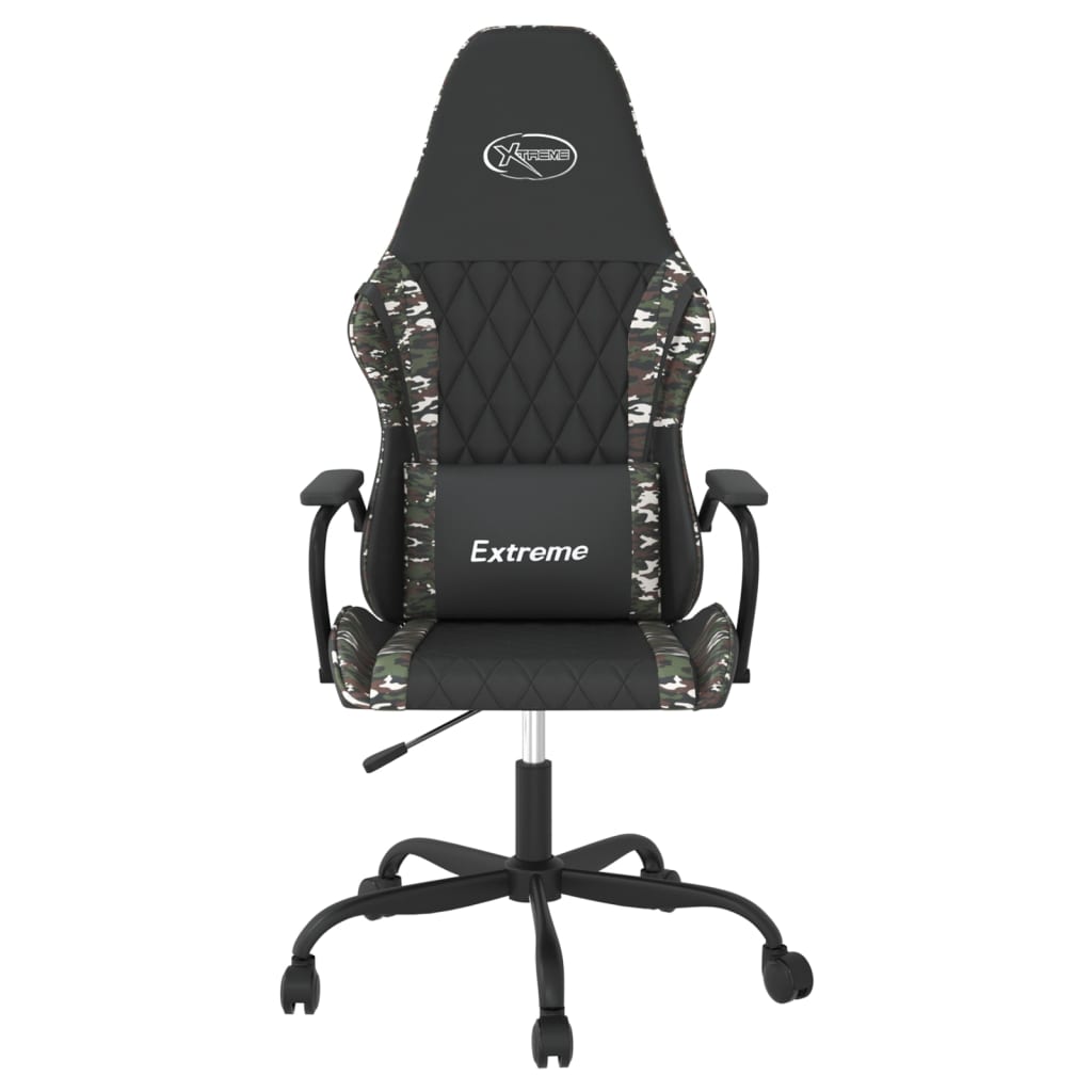 Silla gaming de masaje cuero sintético negro y camuflaje vidaXL