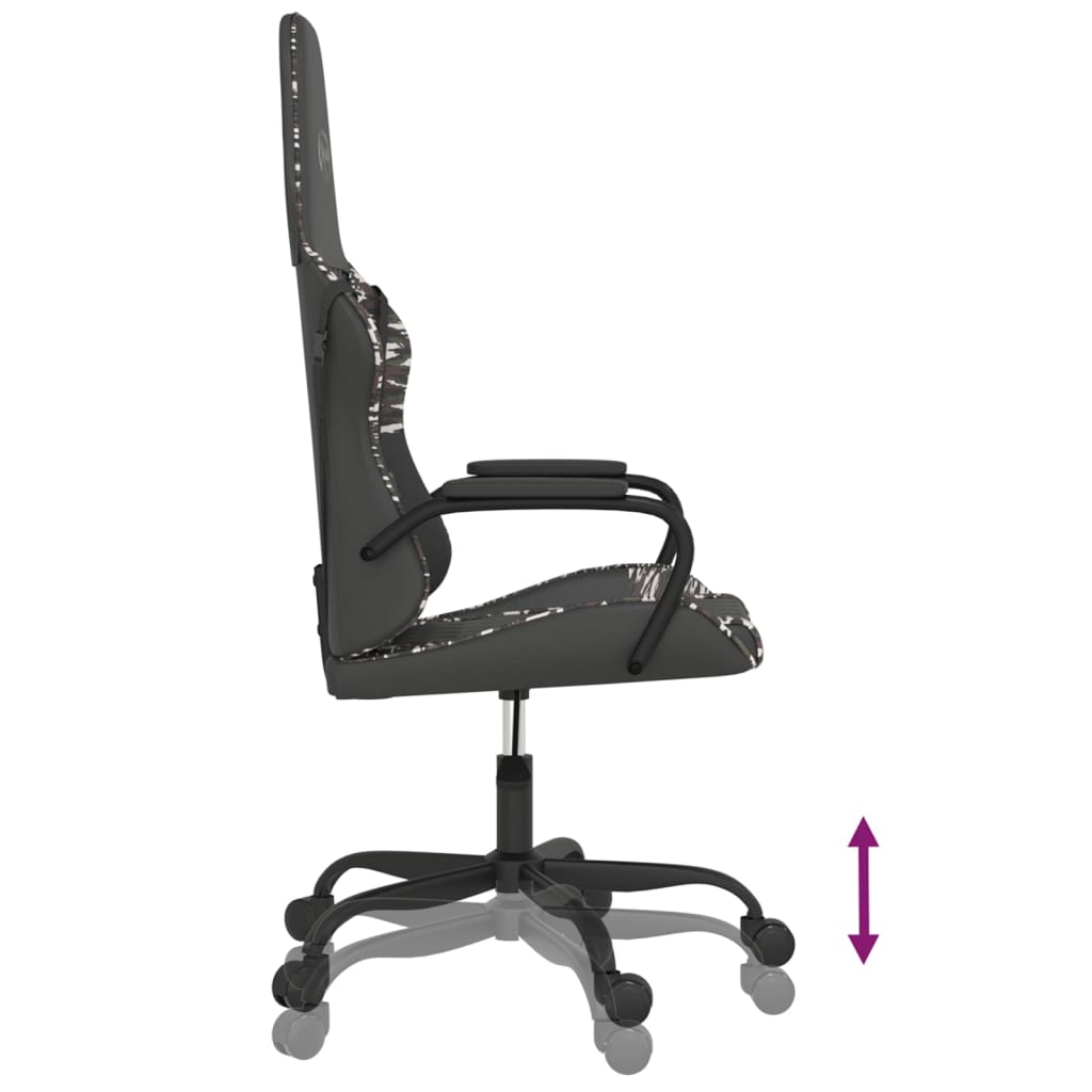 Silla gaming de masaje cuero sintético negro y camuflaje vidaXL