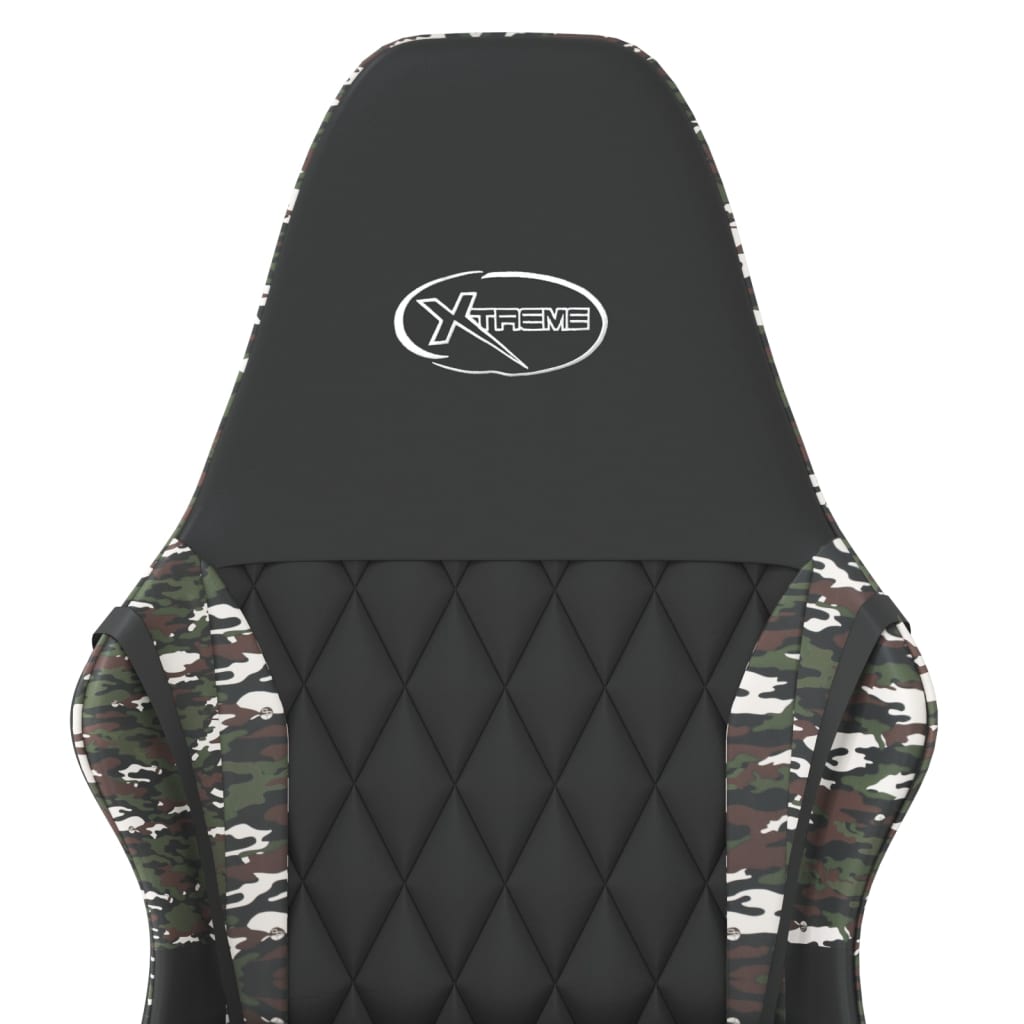 Silla gaming de masaje cuero sintético negro y camuflaje vidaXL