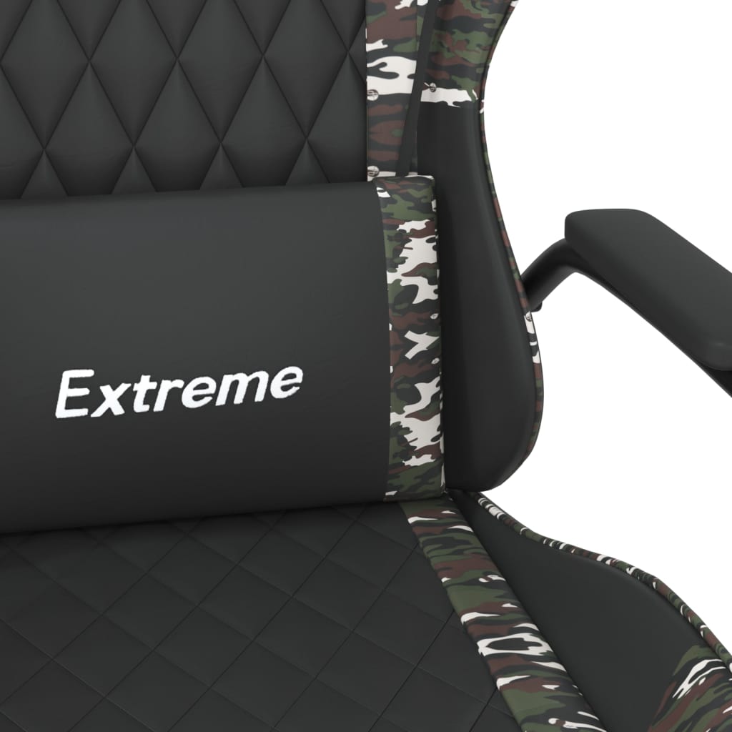 Silla gaming de masaje cuero sintético negro y camuflaje vidaXL