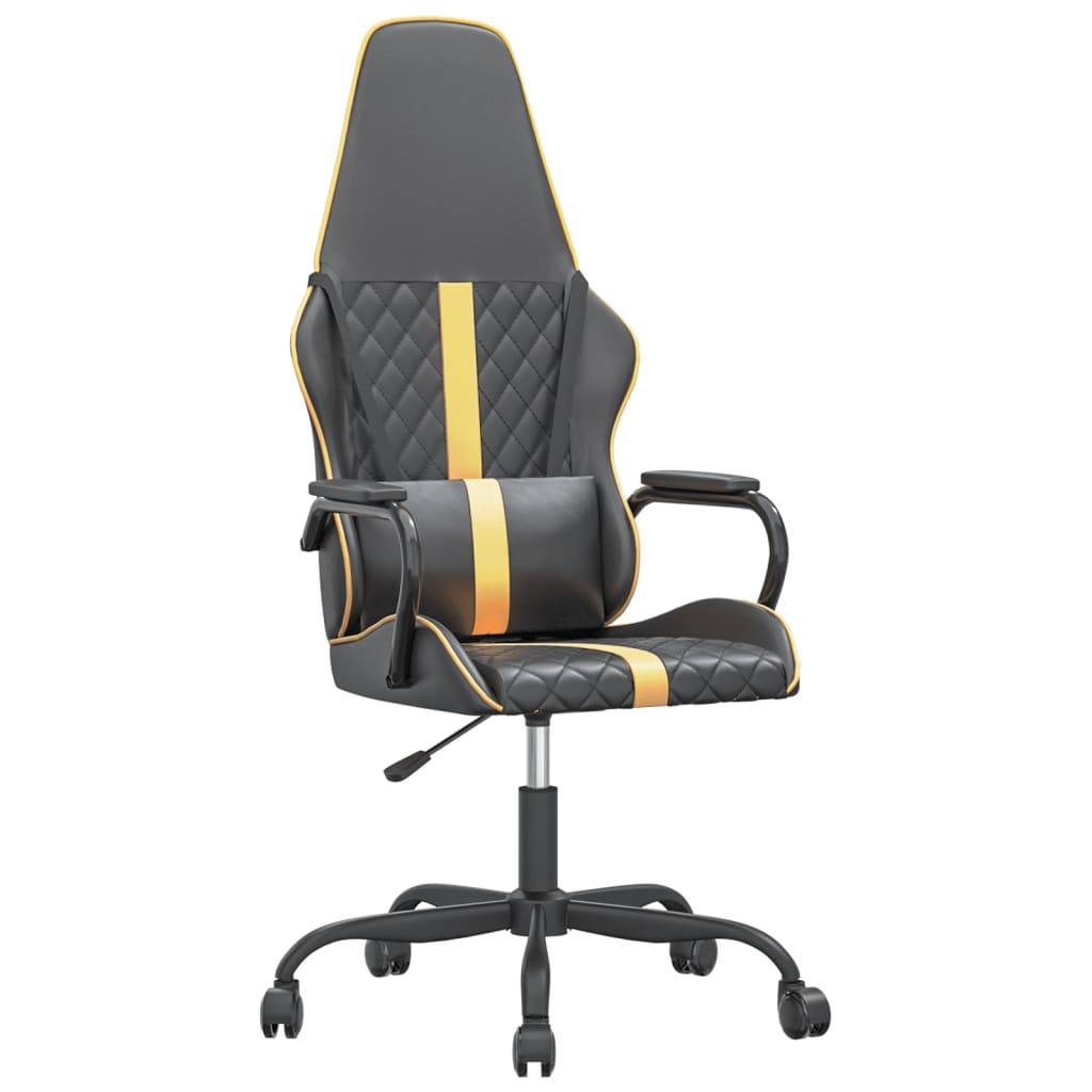 Silla gaming con masaje cuero sintético dorado y negro - Vetonek