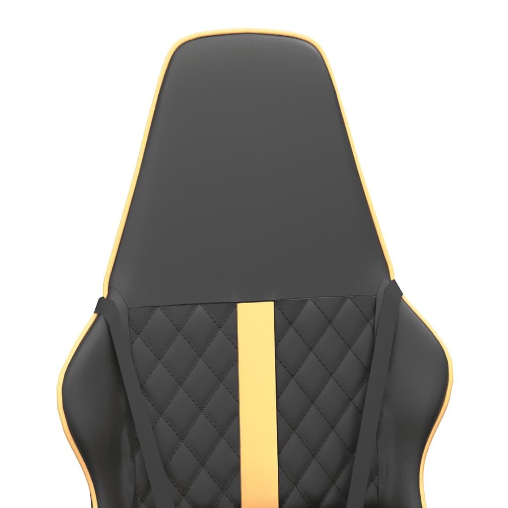 Silla gaming con masaje cuero sintético dorado y negro - Vetonek