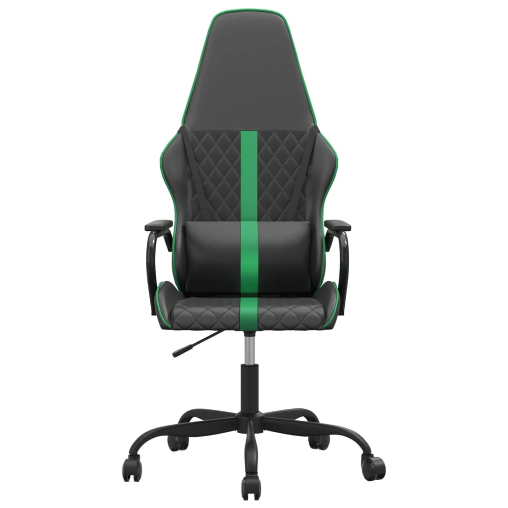 Silla gaming con masaje cuero sintético verde y negro - Vetonek