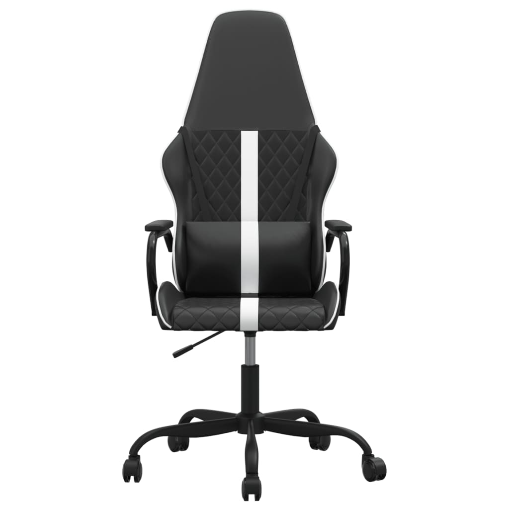 Silla gaming de masaje cuero sintético blanco y negro - Vetonek