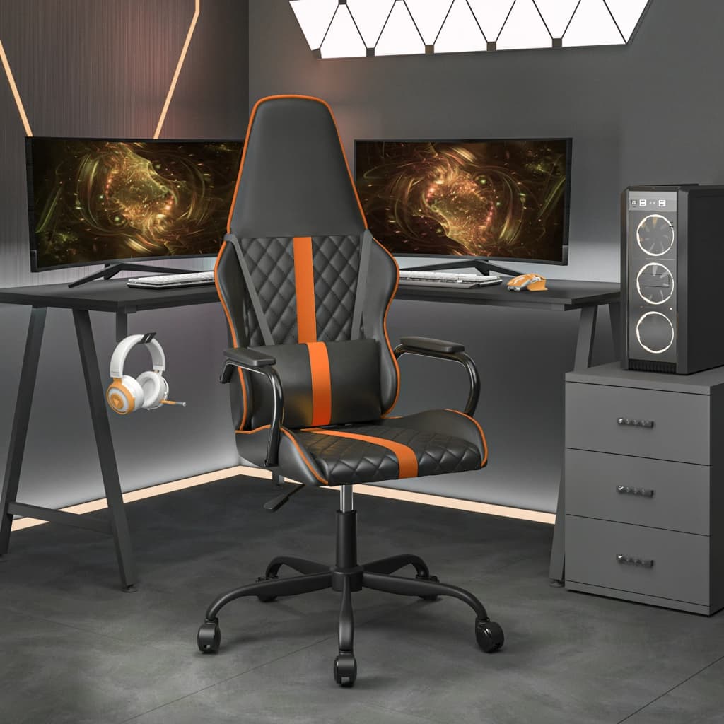 Vetonek Silla gaming con masaje cuero sintético naranja y negro