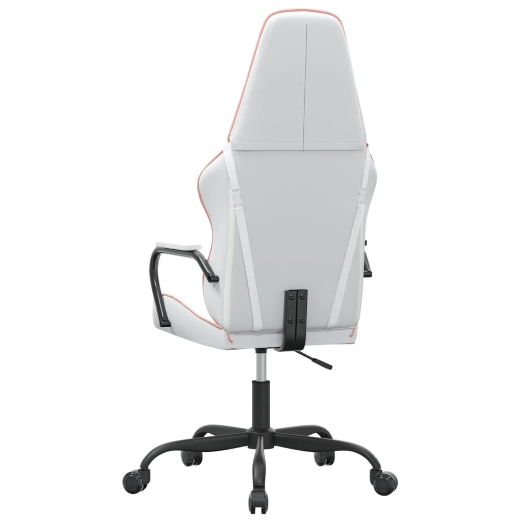 Silla gaming con masaje cuero sintético rosa y blanco - Vetonek