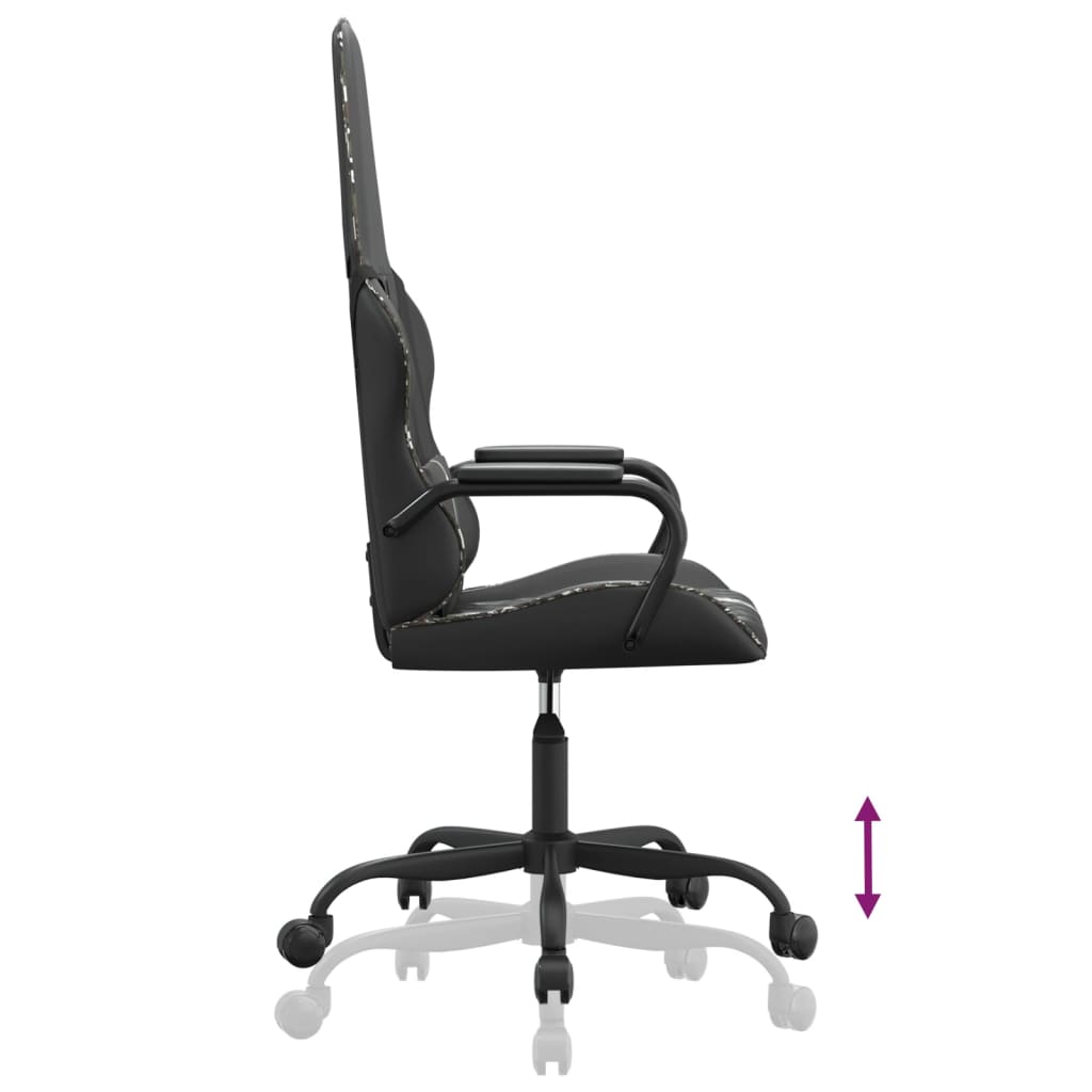 Silla gaming con masaje cuero sintético color camuflaje y negro - Vetonek