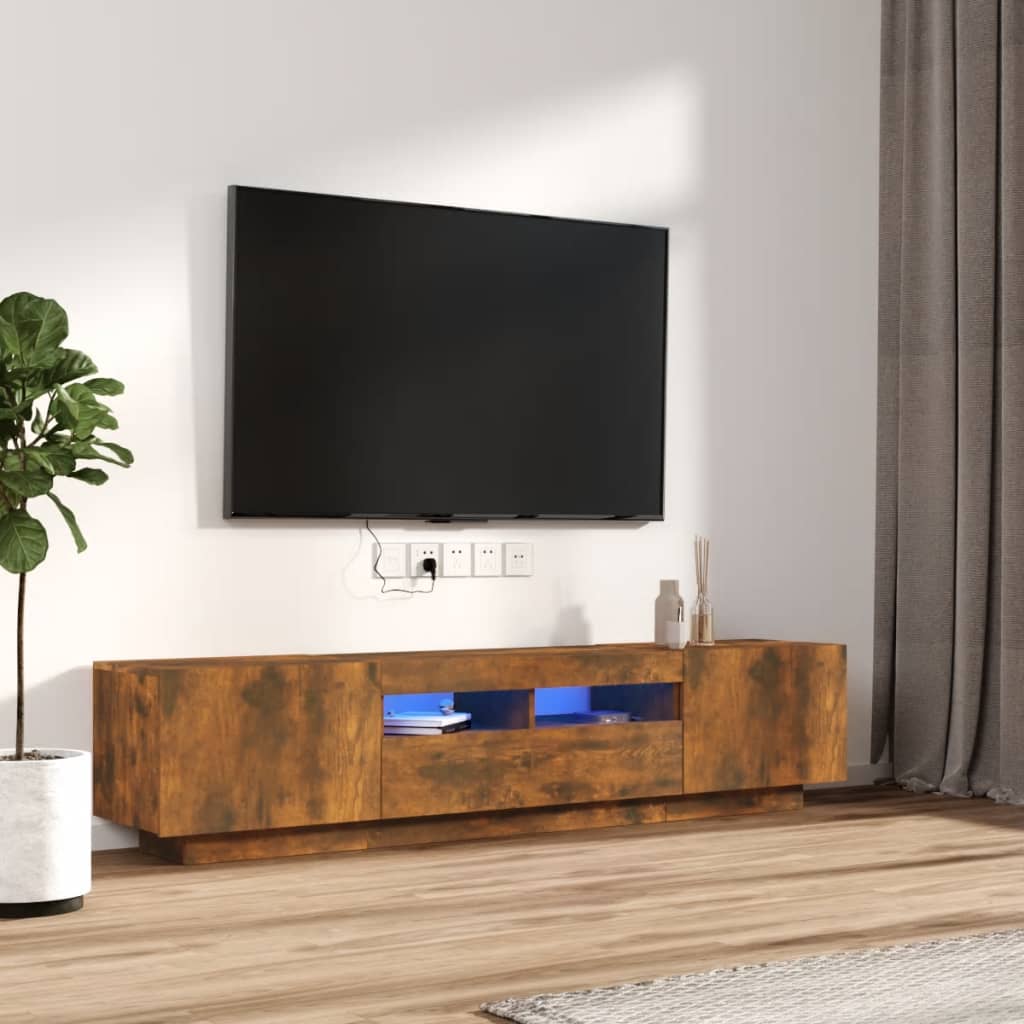 Vetonek Set de muebles TV con LEDS 2 pzas contrachapada roble ahumado