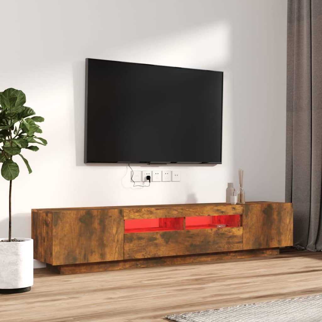 Móveis de TV Conjunto com LEDs 2 PCs Oak fumado