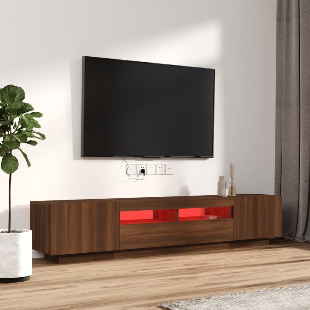 Conjunto de móveis de TV 2 PCs Wood Brown Oak