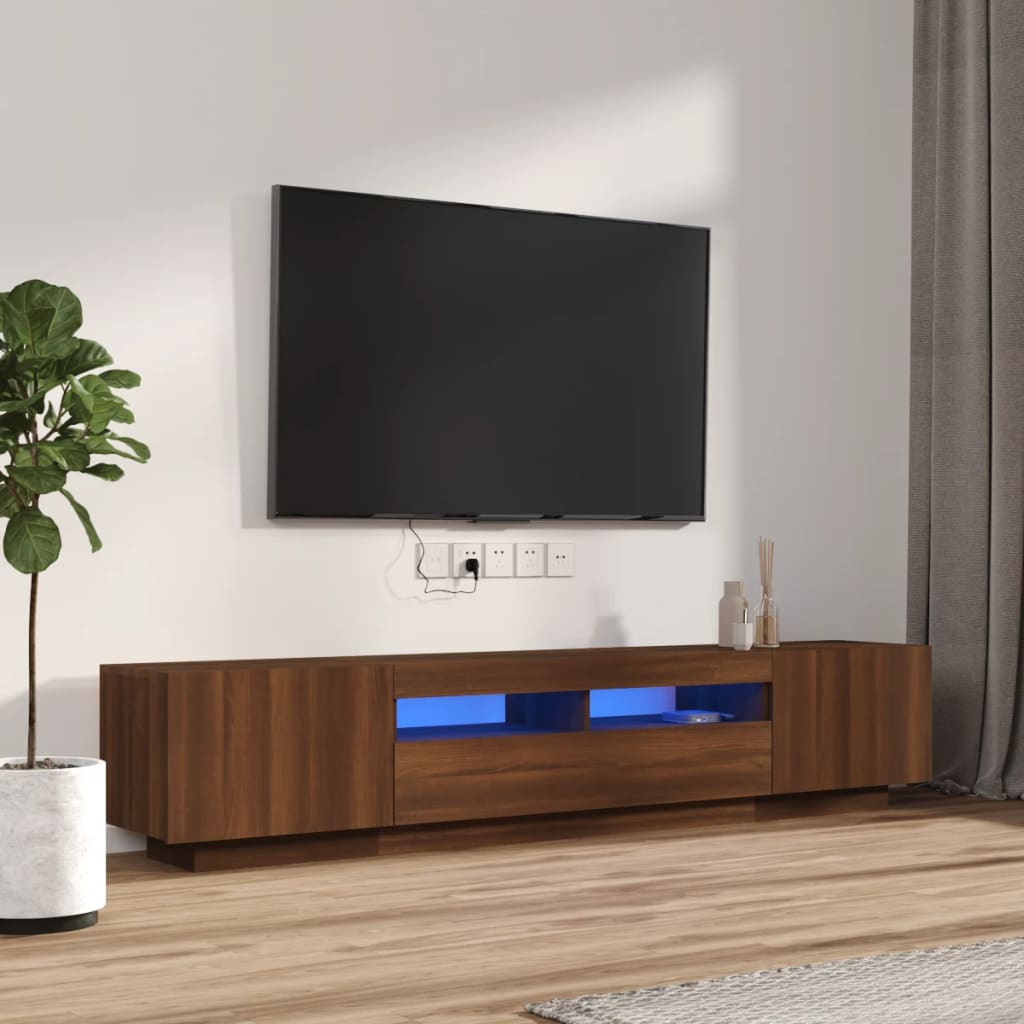 Vetonek Set muebles TV con LED 2 pzas madera contrachapada roble marrón