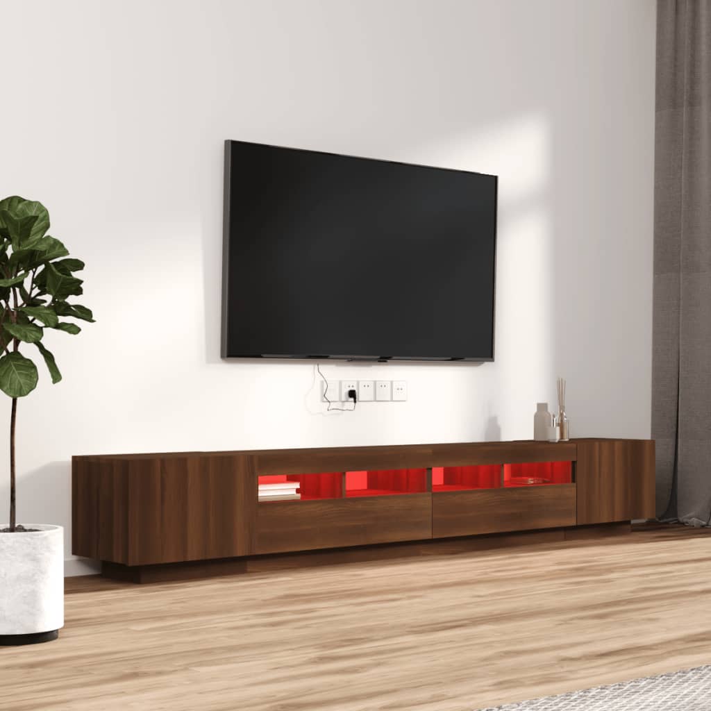 Ensemble de meubles de télévision avec 2 PC Brown Wood p.