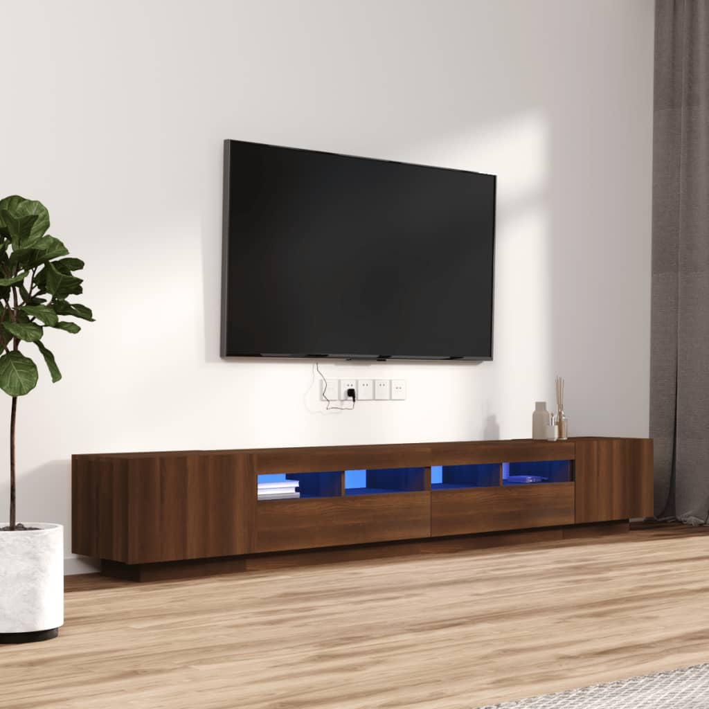 Vetonek Set muebles TV con LED 2 pzas madera contrachapada marrón roble