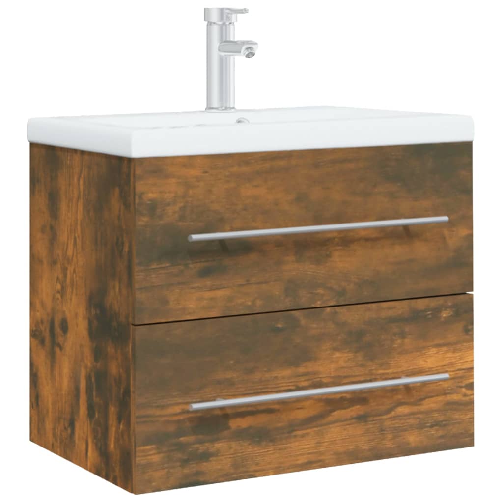 Mueble de baño con lavabo madera contrachapada roble ahumado V79