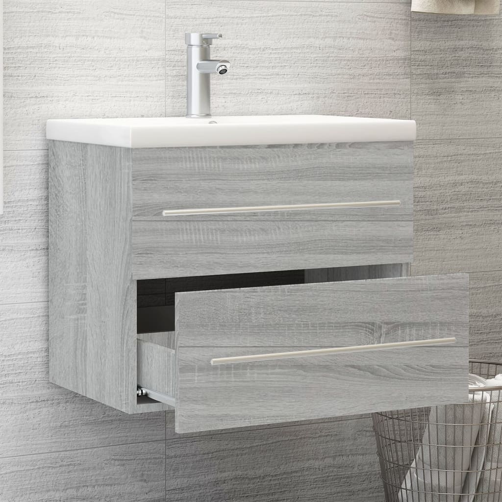 Mueble de baño con lavabo madera gris Sonoma