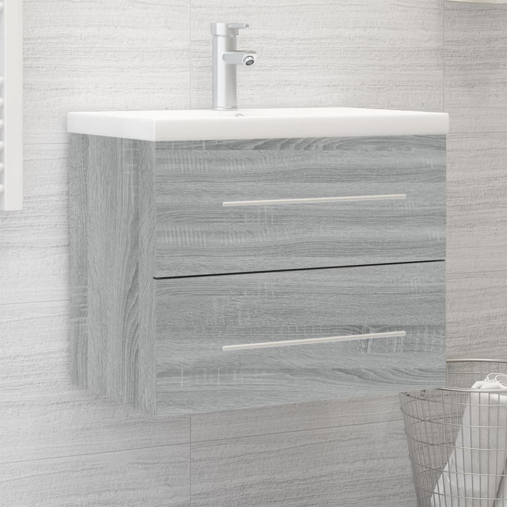 Vetonek Mueble de baño con lavabo madera contrachapada gris Sonoma