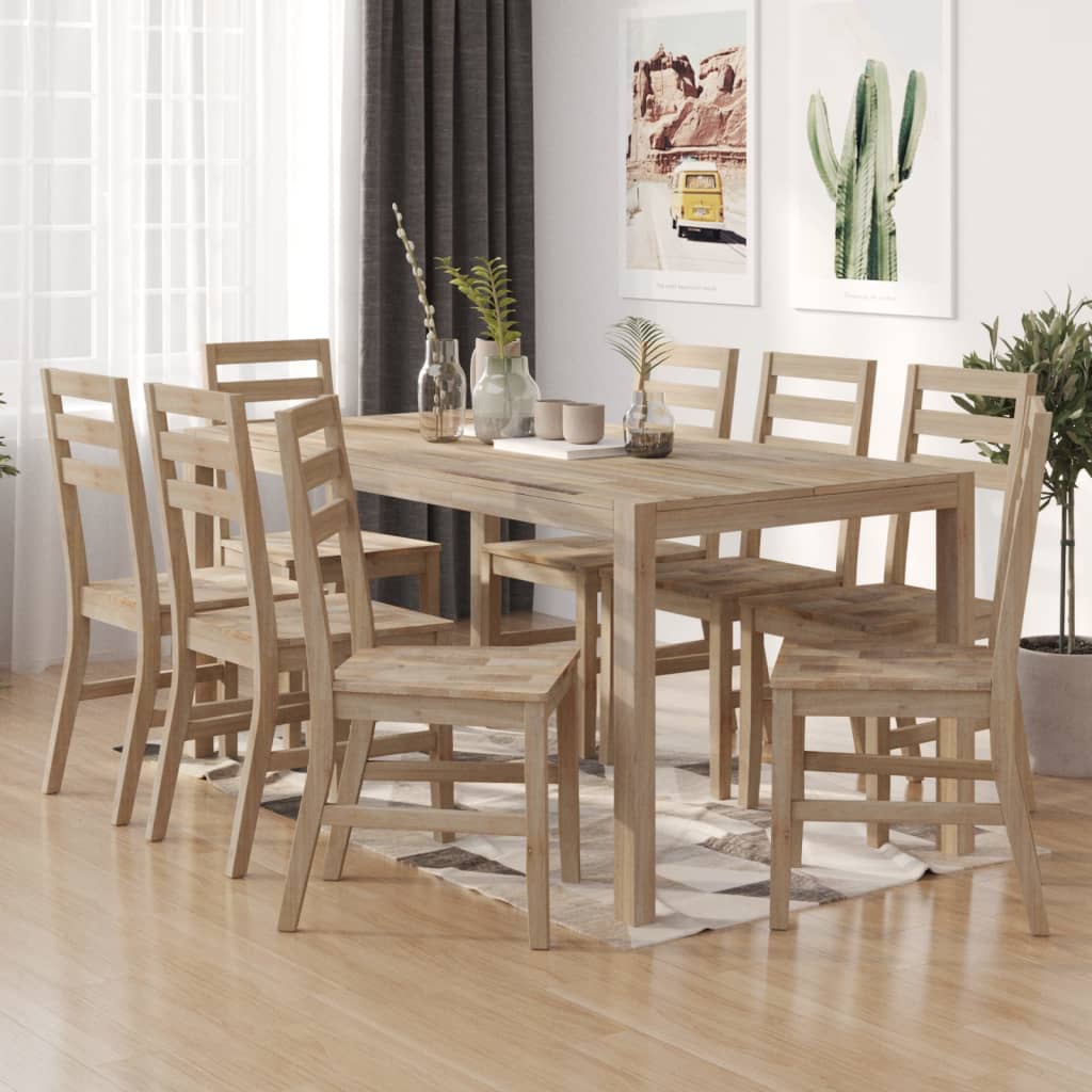 Vetonek Sillas de comedor 8 unidades madera maciza de acacia