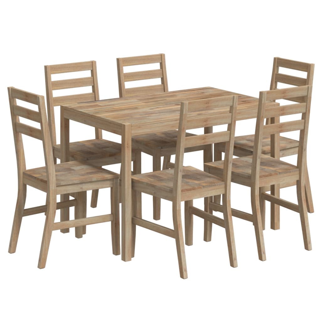 Dining set 7 pieces solid wood of acacia