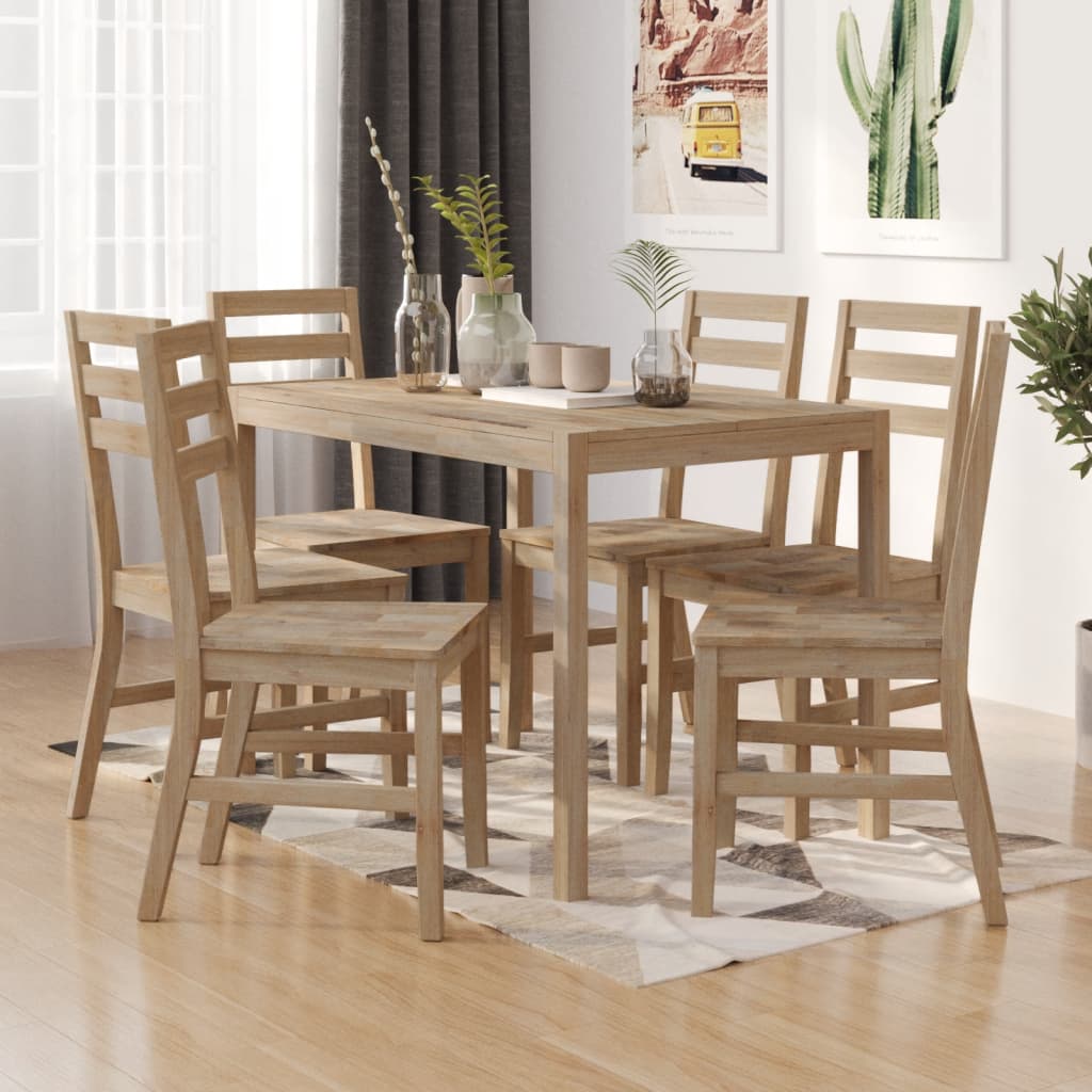 Vetonek Set de comedor 7 piezas madera maciza de acacia