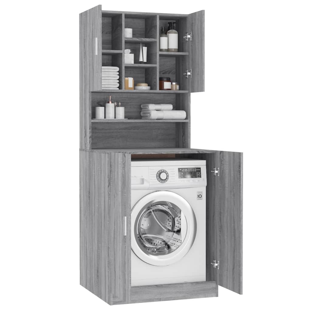 Sonoma V83 gray plywood washing machine cabinet - Vetonek