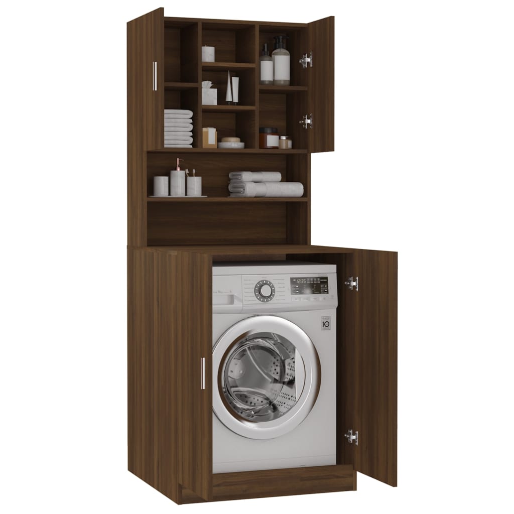 Washing machine cabinet brown oak plywood V5362 Vetonek