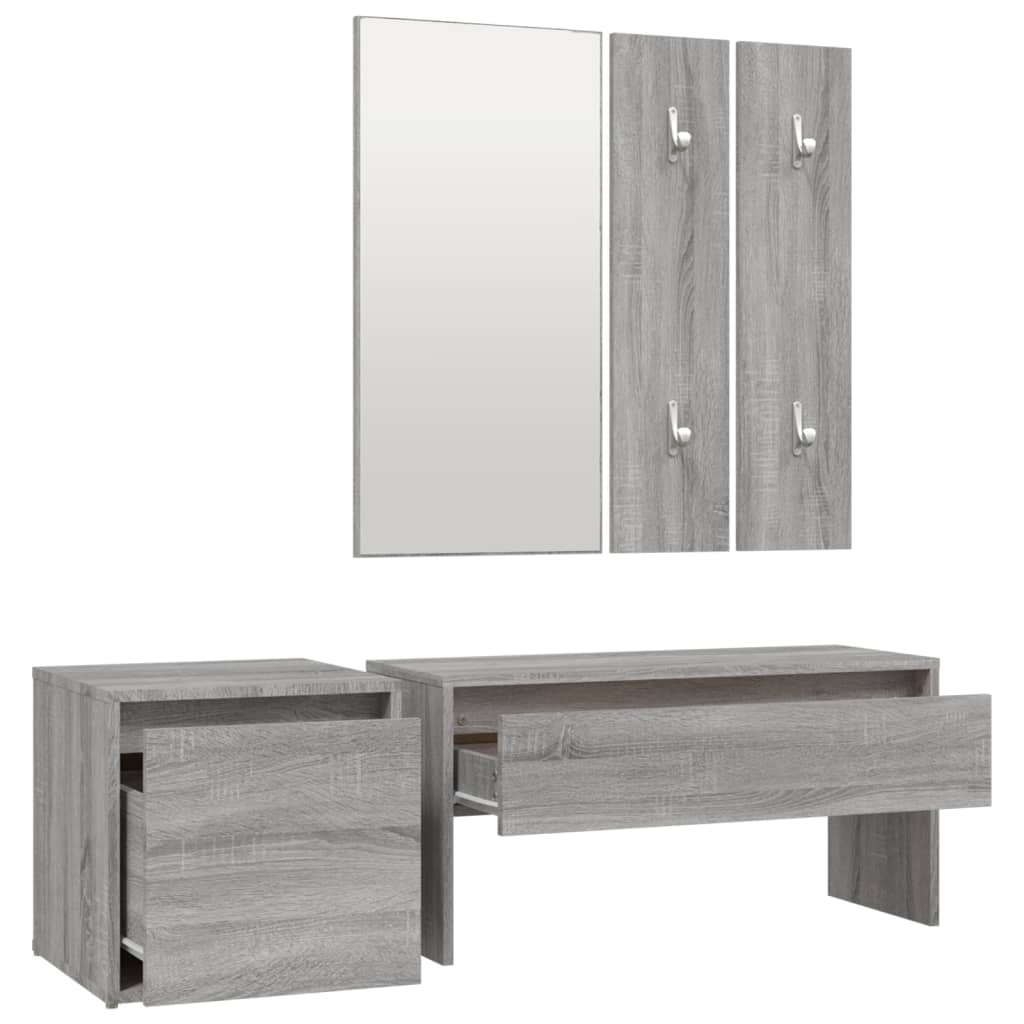 Set de muebles de recibidor madera gris Sonoma vidaXL