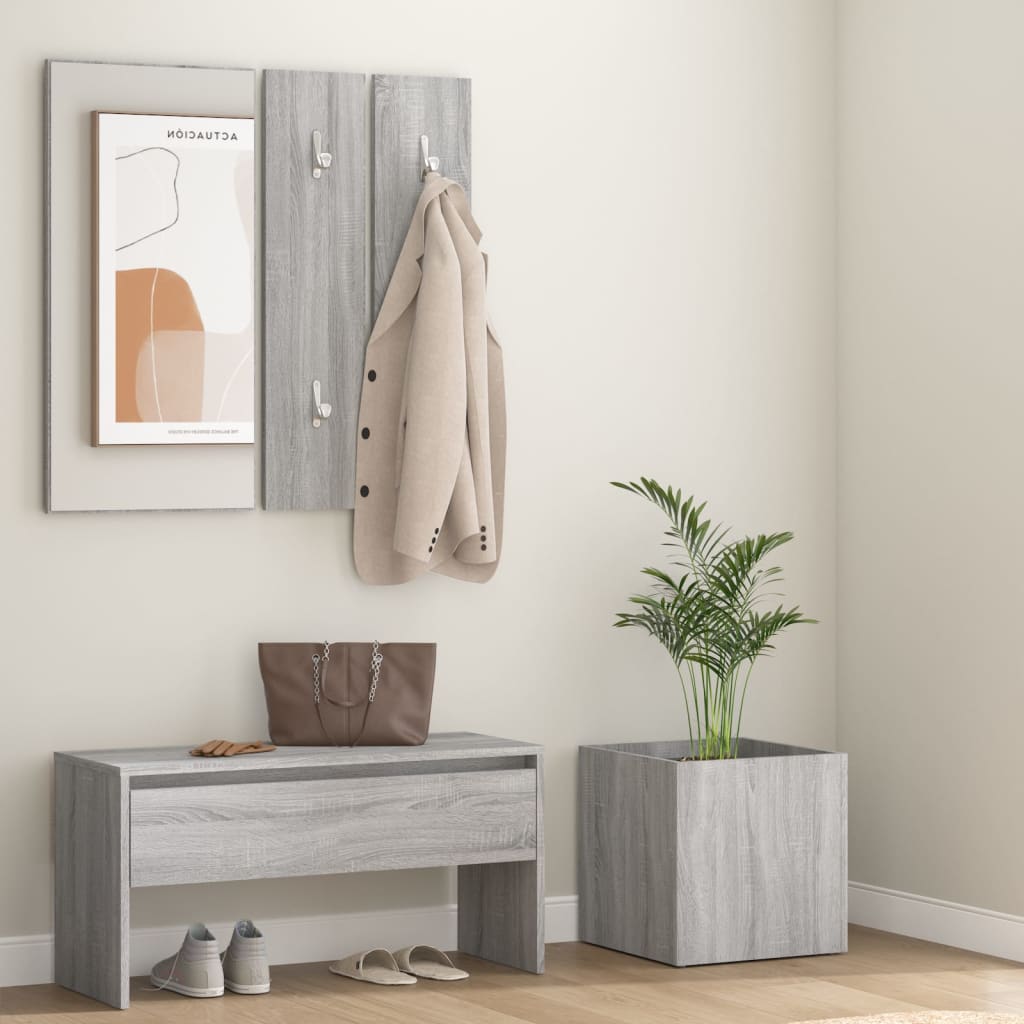 Vetonek Set de muebles de recibidor madera contrachapada gris Sonoma