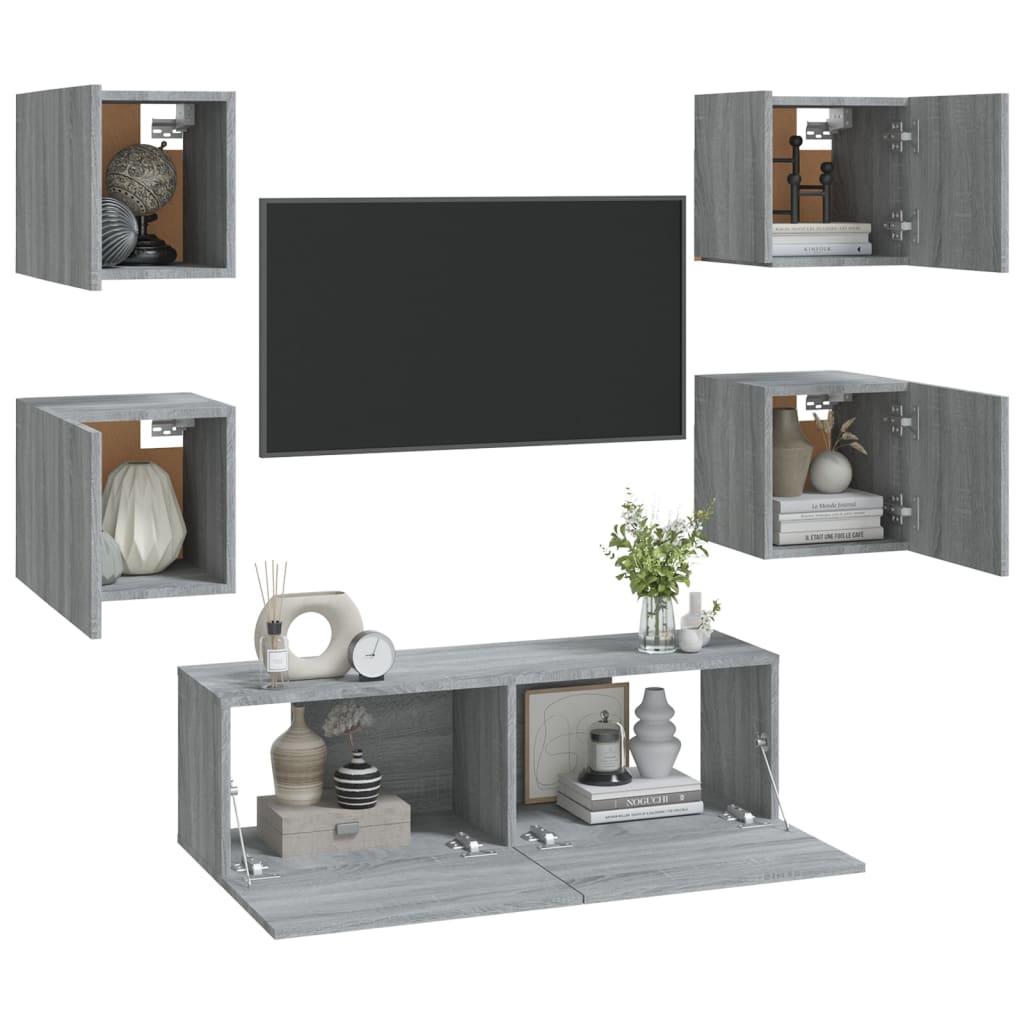 Wall furniture set for TV plywood Sonoma