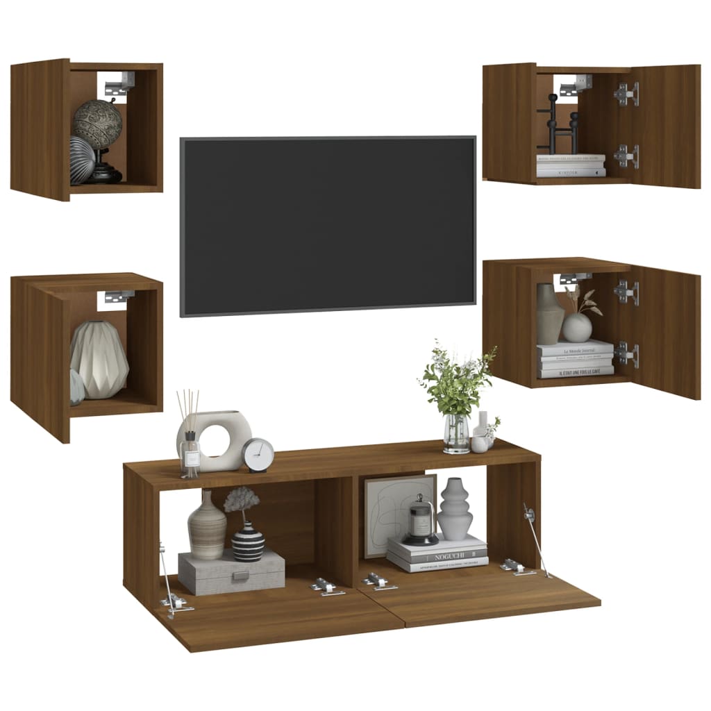 Wall furniture set for TV Brown oak