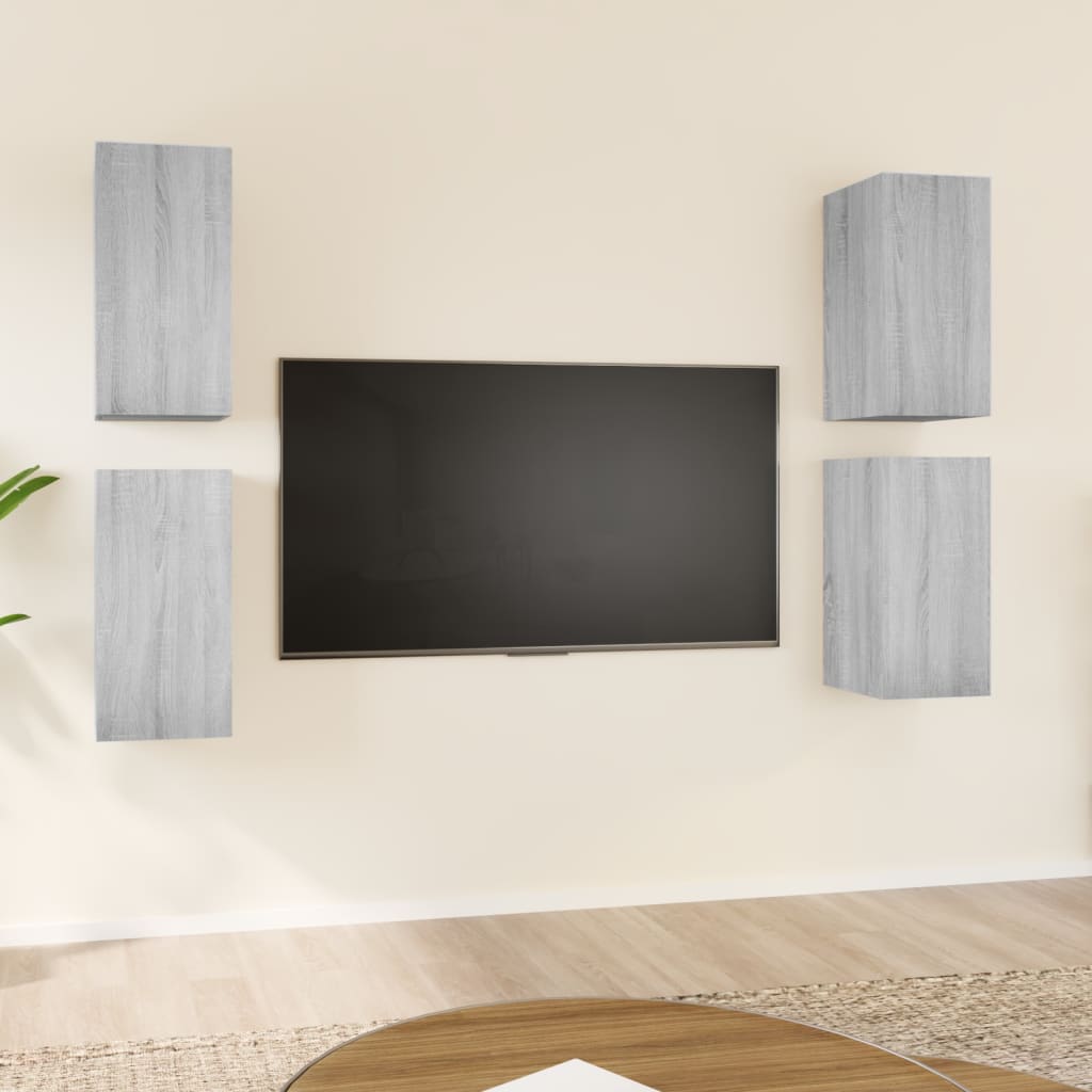 Vetonek Muebles TV 4 uds madera contrachapada gris Sonoma 30,5x30x60 cm