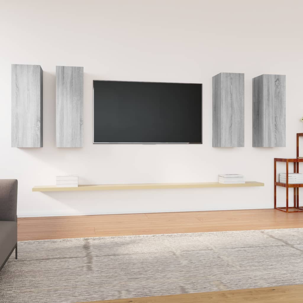 Vetonek Muebles TV 4 uds madera contrachapada gris Sonoma 30,5x30x90 cm