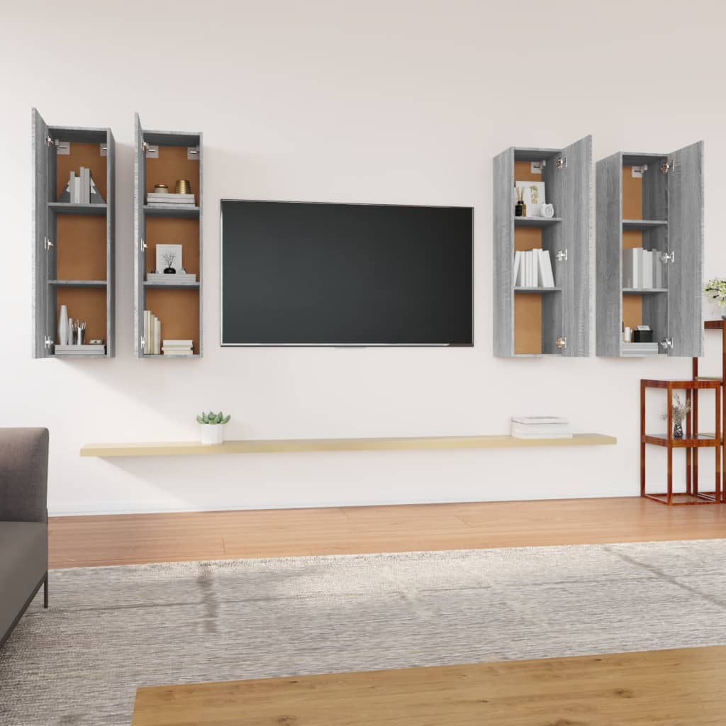 Muebles TV 4 uds madera gris Sonoma 30,5x30x110cm