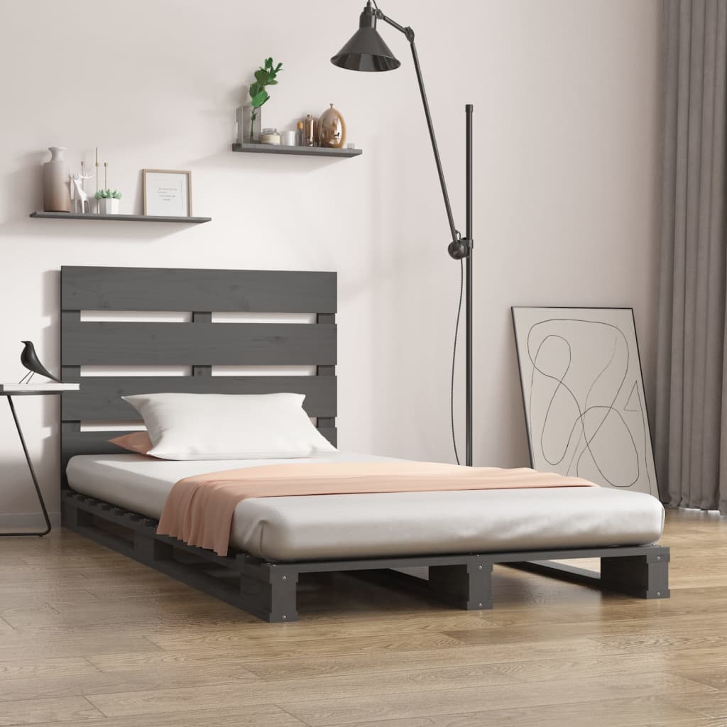 Vetonek Estructura de cama madera maciza de pino gris 100x200 cm