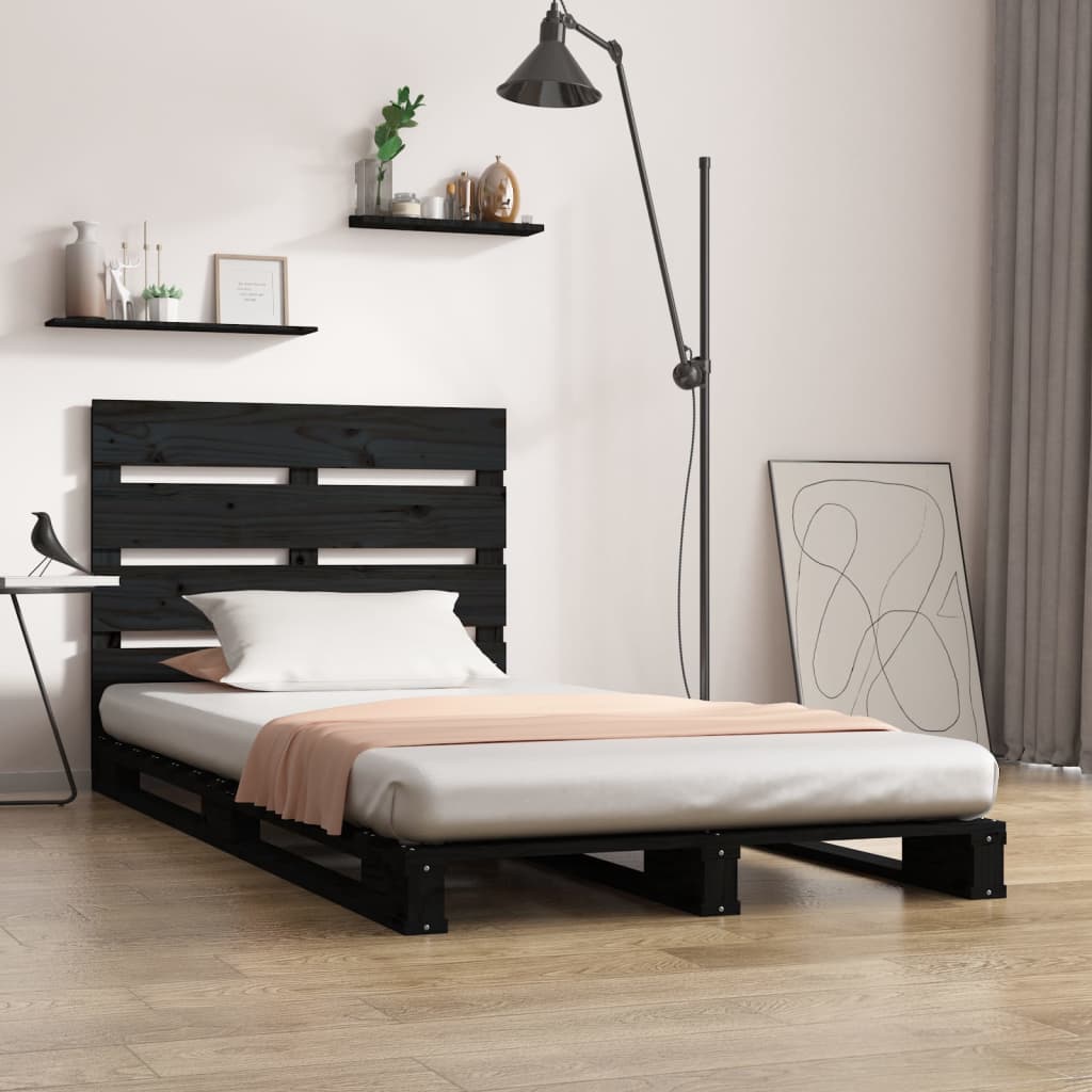 Vetonek Estructura de cama madera maciza de pino negro 100x200 cm