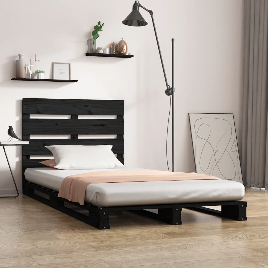 Vetonek Estructura de cama madera maciza pino negro 75x190 cm