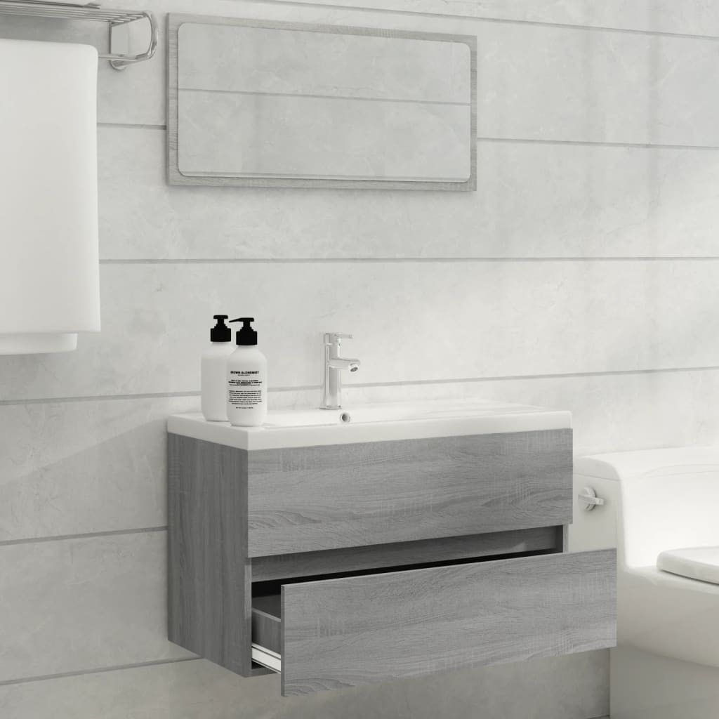 Mueble de baño con lavabo madera gris Sonoma