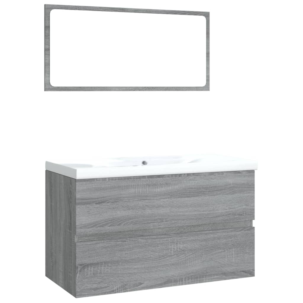 Set de muebles de baño madera gris Sonoma - Vetonek