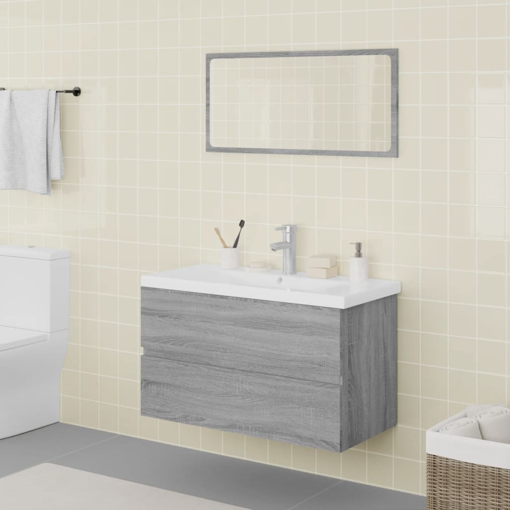 Vetonek Set de muebles de baño madera contrachapada gris Sonoma