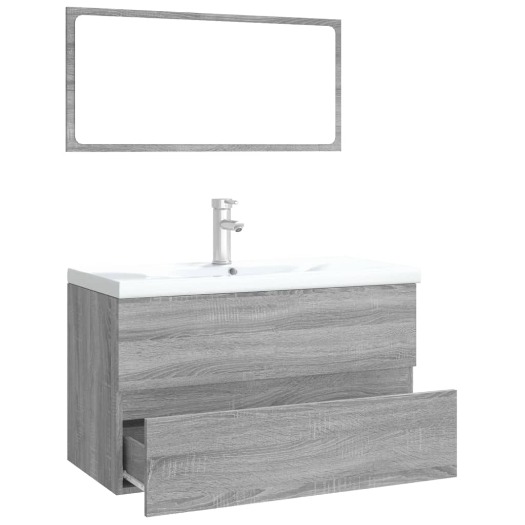 Set de muebles de baño madera gris Sonoma - Vetonek