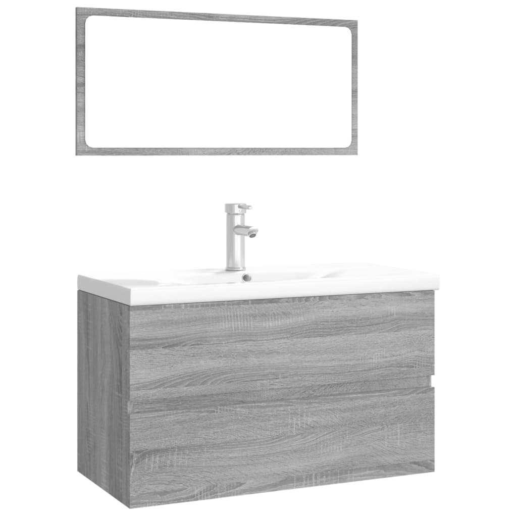 Set de muebles de baño madera gris Sonoma - Vetonek