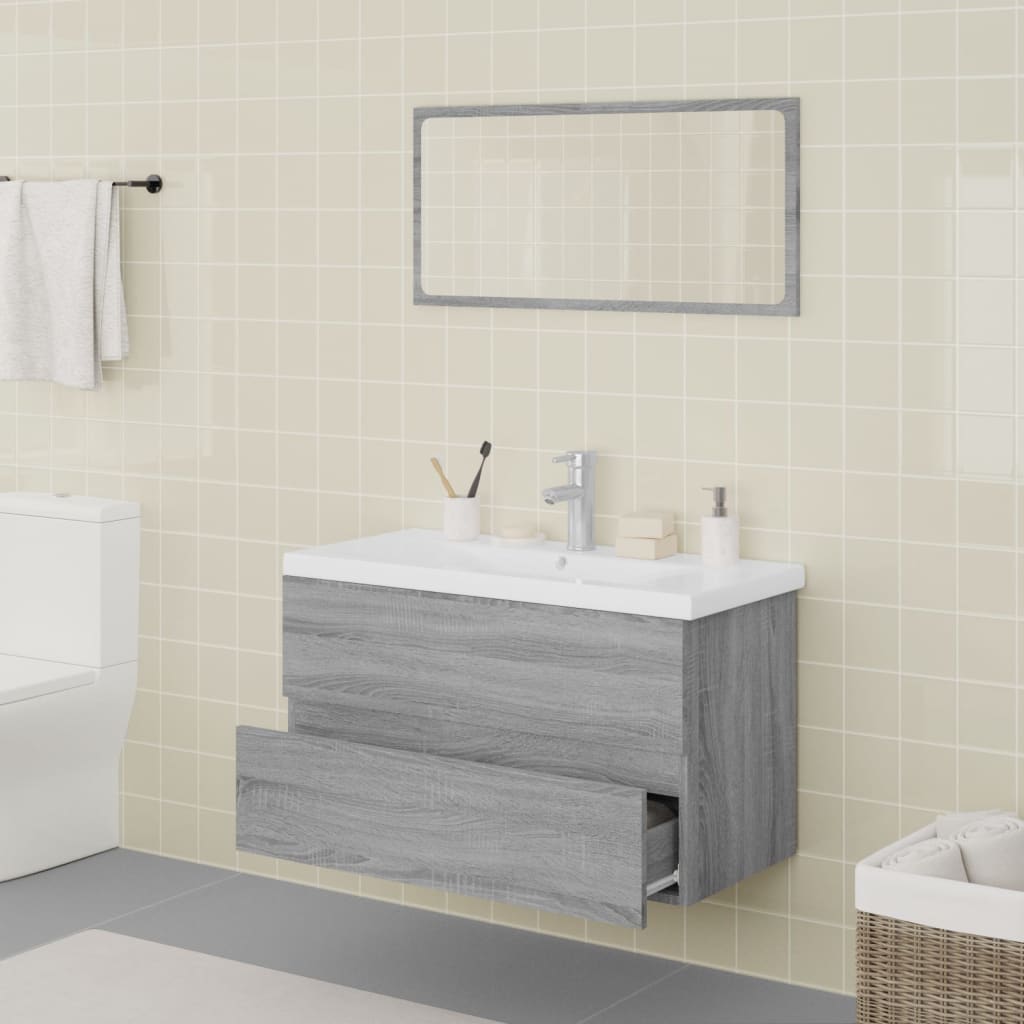 Set de muebles de baño madera gris Sonoma - Vetonek