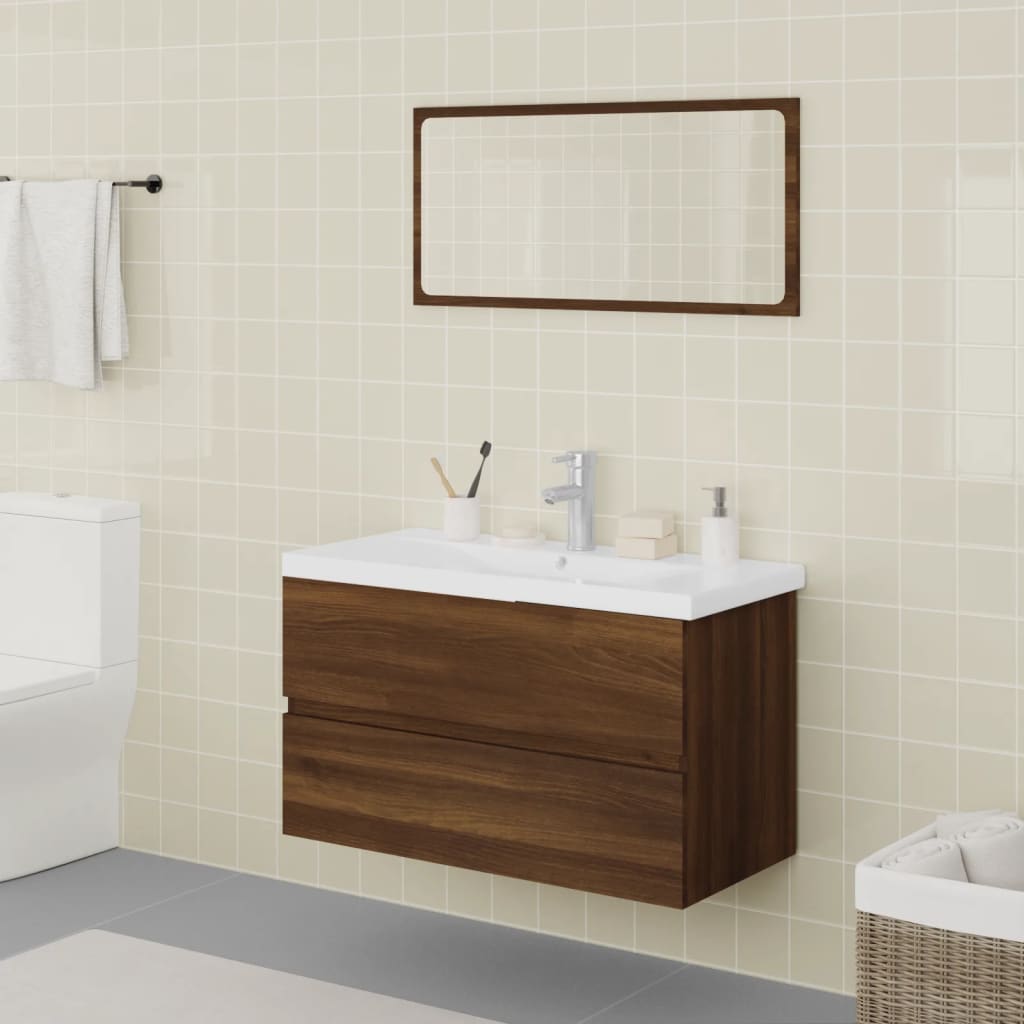 Vetonek Set de muebles de baño madera contrachapada marrón roble