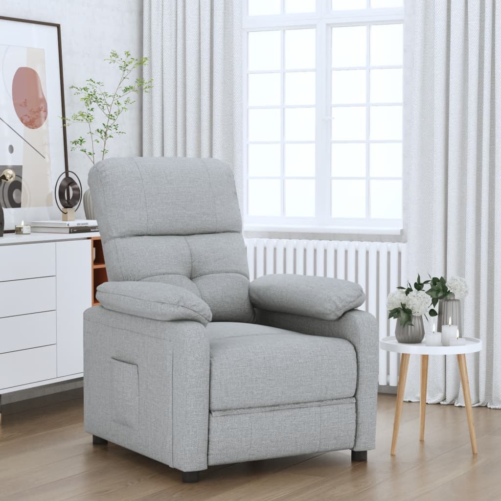 Vetonek Sillón reclinable de tela gris claro